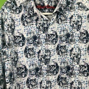 Robert Graham Skull Floral shirt Long Sleeve Button Down Small NWOT Halloween